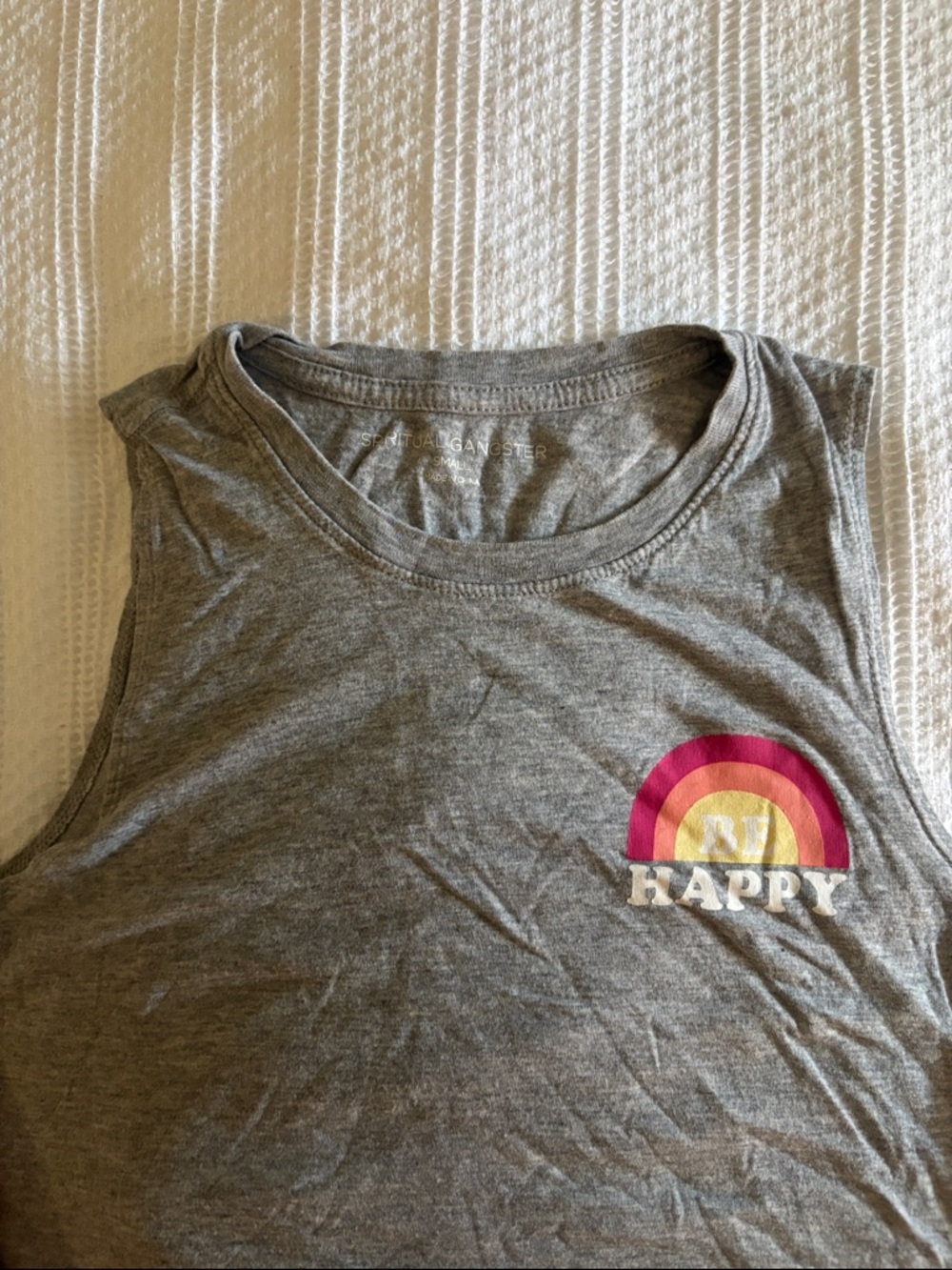 Spiritual gangster Gray 'Be Happy' Tank Top
